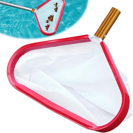 Professioneller Poolskimmer aus Metall mit Doppelnetz – zum Reinigen von Poolblättern, Insekten, Schlamm (1/5)