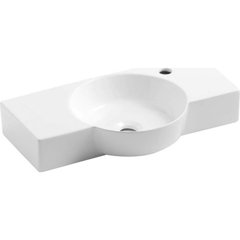 Vasque céramique Lave-Mains à fixer VENECIA - Blanc Brillant - L600 x l335 x H100 mm - Bathco (1/5)