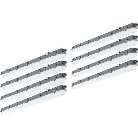 Deckenlampen Wannenleuchte Feuchtraum 120 cm Feuchtraumwannenleuchten LED 120 cm Garagenlampen LED Röhre, Reihenschaltung, 1x LED 36 Watt 4320 Lumen kaltweiß, 8er Set