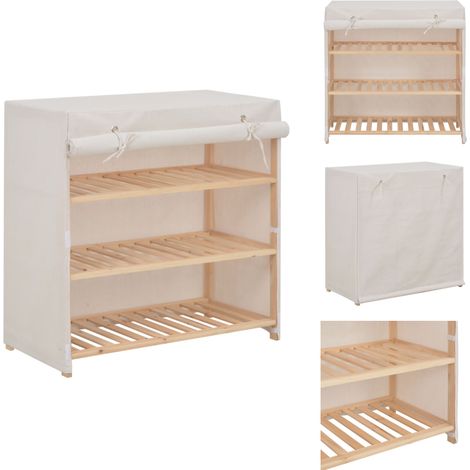 Armoire à chaussures avec housse Blanc 79x40x80 cm Tissu - Armoire À Chaussures - Armoires À Chaussures - Range-chaussure - Range-chaussures (1/5)