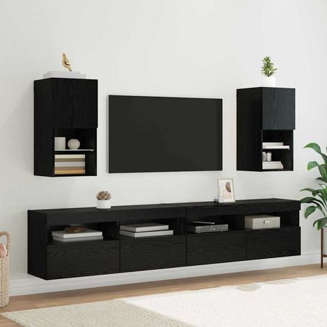 vidaXL  Wall-mounted TV Cabinets  2 pcs Black Oak 30.5 x 30 x 60 cm