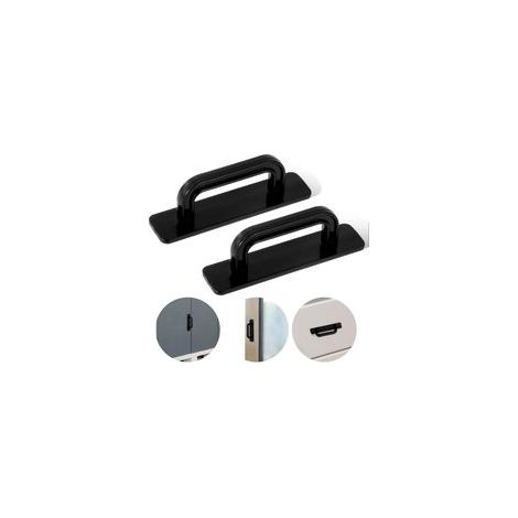 Lot de 2 poignées de porte de balcon, autocollantes, 100 mm, noires, poignées de meubles, sans perçage, pour armoires de cuisine, penderie