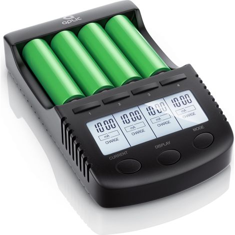 Aplic Batterie-Ladegerät 1000 mA, für Akku, mit USB-Ladeport für Li-ion / 18650 / Ni-MH / Ni-CD Akkus