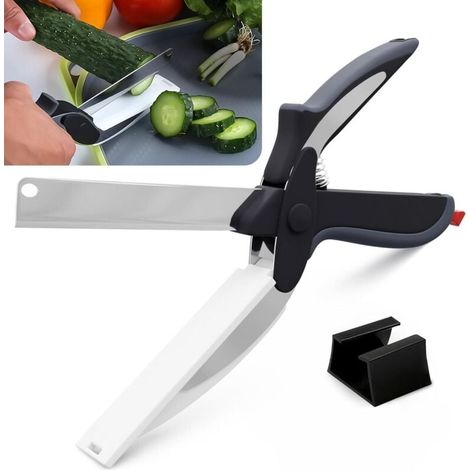 Ciseaux de cuisine pour aliments – Ciseaux et couteau 2 en 1 avec mécanisme de verrouillage et lames en acier inoxydable – pour hacher et trancher sans effort (1/4)