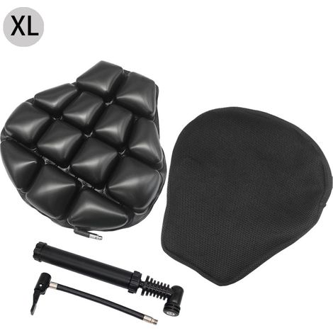 Cojín para asiento de motocicleta talla L/XL, compatible con Yamaha, Suzuki, Kawasaki, funda de asiento resistente al sol, amortiguador, cojín de asiento inflable 3D XL (1/5)