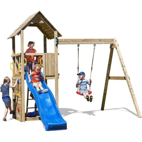 Scivolo e Altalena in legno Fungoo Carol 2 gioco per giardino (1/5)