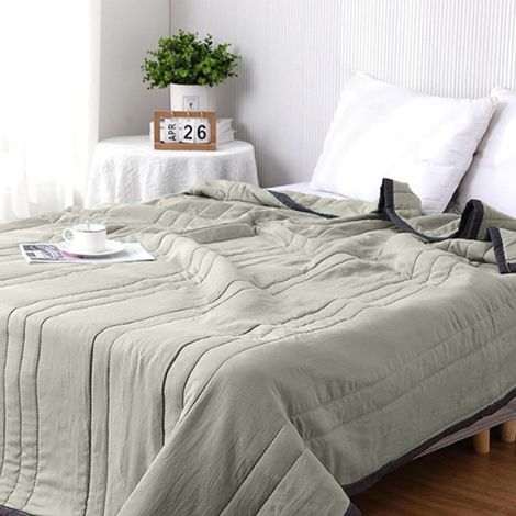Couette Rafraîchissante - 140x200 cm - 98 % Coton 2 % Élasthanne - Pour Dormir Frais En Été - 1 Pièce (1/5)