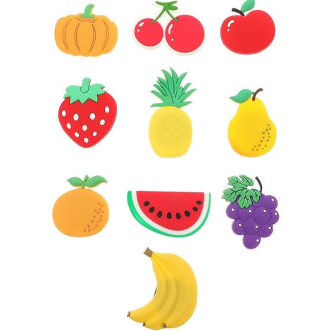 Lot de 10 aimants de réfrigérateur en silicone en forme de fruits, pour la décoration intérieure. (1/5)