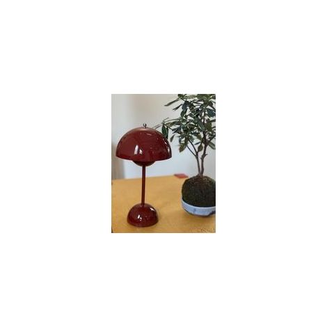 Lampe de bureau LED champignon rechargeable – Gradation tricolore – Matériaux fer et acrylique – Économie d'énergie pour maison moderne(rouge) (1/4)