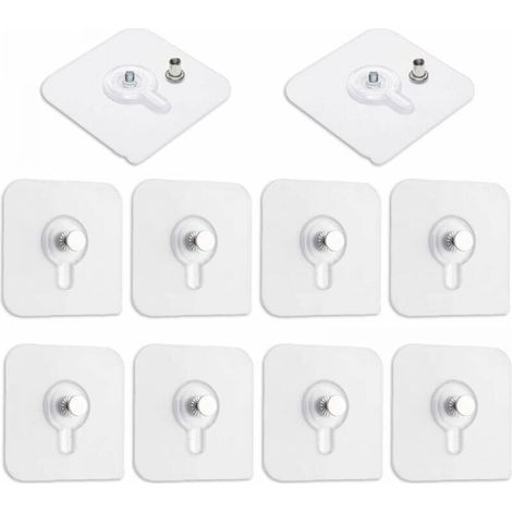 Pack of 10 Adhesive Picture Hangers Without Drilling, Transparent Adhesive Frame Hangers for Hanging Photo Frames, Mirror, Wall Art, Decorative Lights, No Hole (1/5)