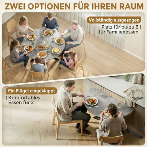 Table pliable ronde pour 2-6 personnes, table pliante avec cadre en acier double X, plateau épais gris ciment (1/5)
