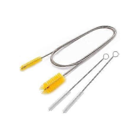 Flexible Abflussbürste, Nylon-Reiniger, doppelseitiger elastischer Schlauch (67 Zoll) und 2 Stück 8,2-Zoll-Strohhalm-Reinigungsbürsten (gelb)