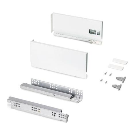 Emuca Cajón exterior Protone 30kg con guías de extracción total y cierre suave, Altura 131mm, profundidad 300mm, Acero, Pintado blanco (1/5)
