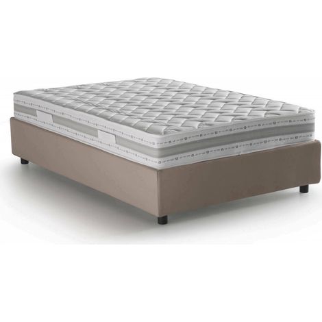 Talamo Italia Letto piazza e mezza Chiara, Letto contenitore con rivestimento in tessuto, 100% Made in Italy, Apertura frontale, con materasso Cm 120x190 incluso, Tortora, con imballo rinforzato (1/5)