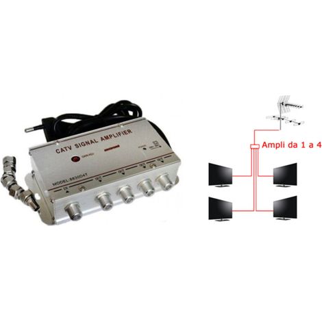 Amplificateur Tv - 1 Entrée 4 Sorties - Pour Antenne Terrestre - 220 V - 1 Pièce