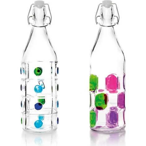 BOUTEILLE EN VERRE DÉCORÉE - 1 L