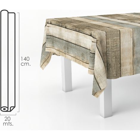 Nappe anti-taches Rouleau de toile cirée 140 cm. x 20 mètres. planches de bois (1/3)