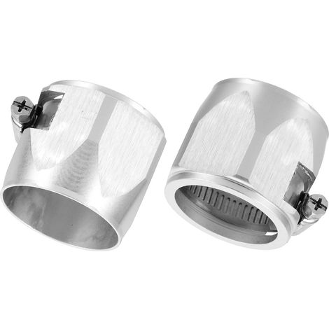 2pcs 45mm Finisseur De Tuyau Collier Aluminium Hex Ton Argenté (1/5)