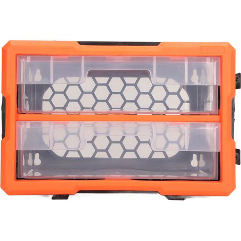 Boîte de rangement à 2 tiroirs pour vis et composants, grande capacité, coffre à outils en plastique robuste.