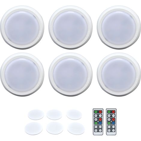 suspensions d'éclairage intérieur-Lampe de cabinet LED à piles avec télécommande – 6 lampes avec éclairage doux et variation de couleur pour chambre et rangements (1/4)
