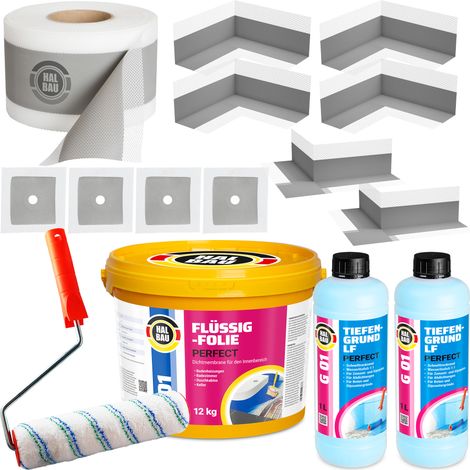 HALBAU Dichtset für Duschabdichtung Bad Abdichtung Dichtband Flüssigfolie 12kg H32 (1/5)