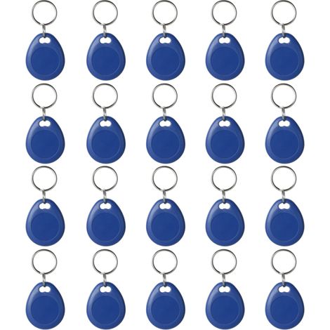 Lot de 20 porte-clés RFID 125 kHz réinscriptibles pour contrôle d'accès – Bleu foncé (1/5)