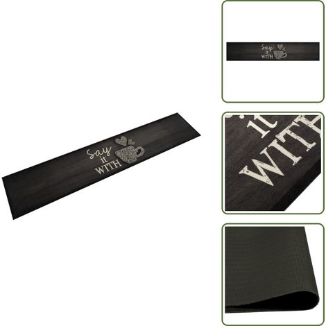 Tappeto antiscivolo - vidaXL Tappeto da Cucina Lavabile Nero Tazza 60x300 cm in Velluto - Tappeto da cucina nero