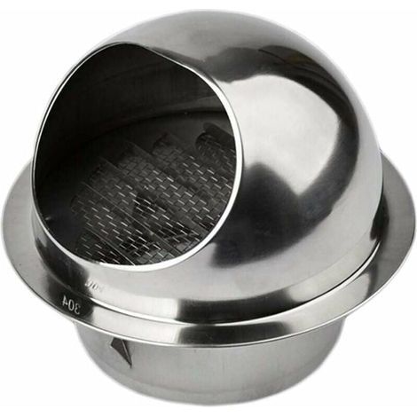 Aérateur Rond en Acier Inoxydable avec Grille - Sortie d'Évacuation Mural pour Ventilation, 100mm (1/4)