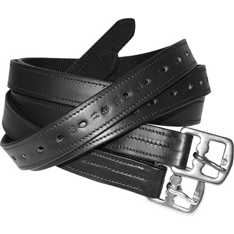 135 CM, nero: Staffili inglesi in cuoio con interno in nylon 19 mm