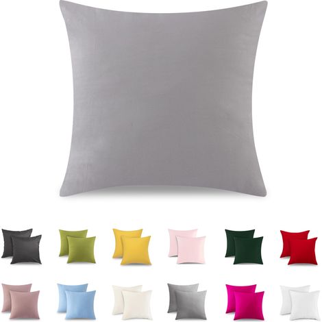 Set of 2 Taie Oreiller 40x40 cm, 100% Coton, Taie d'oreiller avec Fermeture éclair Très Douce, Convient Aux Personnes Souffrant D'allergies, Gris Clair (1/5)