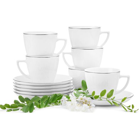 KONSIMO BOSS Kaffeeservice 350ml (12-tlg) 6 Personen Porzellan, Weiß (1/4)