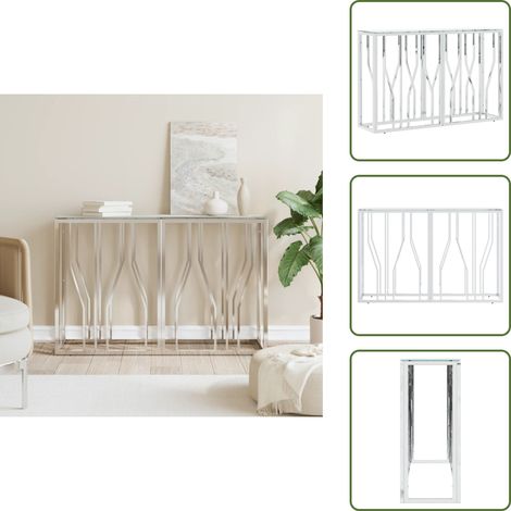 Table console argenté 110x30x70 cm acier inoxydable et verre - Table Basse - Table D'appoint - Meuble Entrée - Table Console - Décoration Intérieure (1/5)