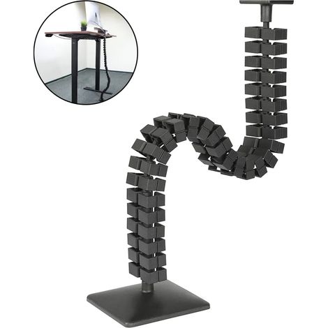 Columna de gestión de cables debajo del escritorio Organizador de cables flexible Cubierta de cable de protección para la gestión de cables de escritorio (Negro) (1/4)