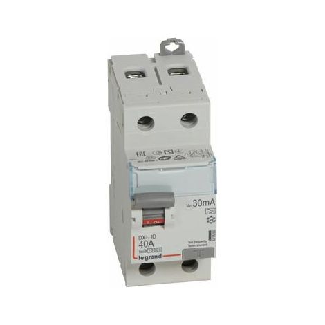 Interrupteur différentiel DX³-ID arrivée haute et départ bas à vis - 2P 230V 40A typeA 30mA - 2 modules - 411555 - LEGRAND
