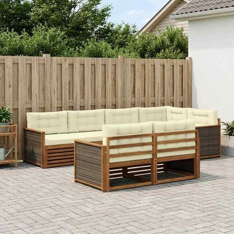 vidaXL Outdoor-Sofagarnitur 7 pcs Natur und Creme (1/5)