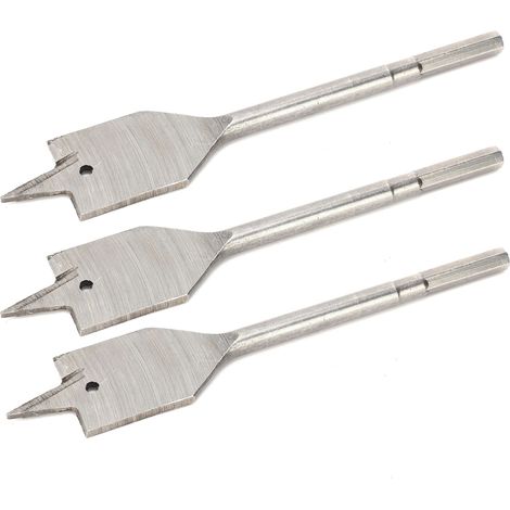 Jeu de 3 forets plats en acier à haute teneur en carbone pour le travail du bois, 28 mm (1/5)