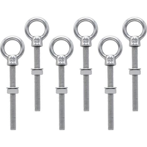 Boulons à oeil M8 x 80 mm Vis à Anneau M8 avec filetage métrique en acier inoxydable pour Fixation et Suspension, 6 pièces (1/5)