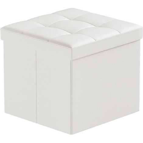 Pouf Rangement Pliable,Cube Tabouret De Rangement Avec Couvercle,Petit Pouf Coffre En Cuir Pour Chambre Salon Repose,38X38X3[CA166] (1/5)