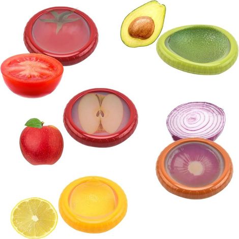 5er-Set Silikonbehälter für Avocados und Tomaten, wiederverwendbare Obst- und Gemüsebehälter, für das Gemüsefach des Kühlschranks, Knoblauch, Zitronen, Zwiebeln, Avocados