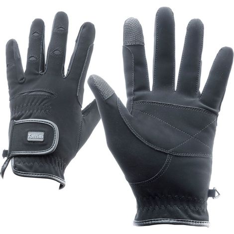 XS, Bianco 01: Guanti da equitazione in materiale tecnico scamosciato con doppi inserti in lycra sulle nocche (1/2)