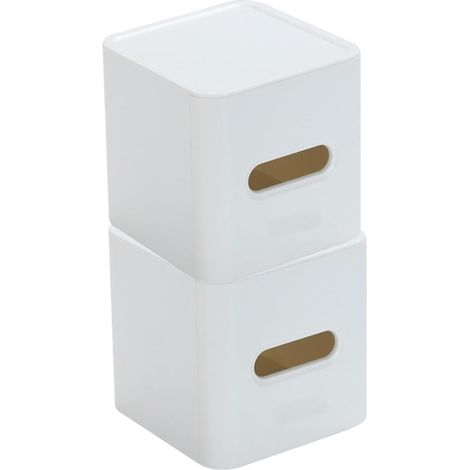 Ensemble de rangement et porte-papier toilette en plastique blanc (1/5)