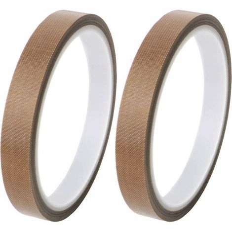 royaluxe -Paquet de 2 rubans adhésifs haute température, ruban adhésif PTFE, ruban téflon, ruban adhésif en tissu de verre revêtu de PTFE, 13 mm 10 m (1/5)