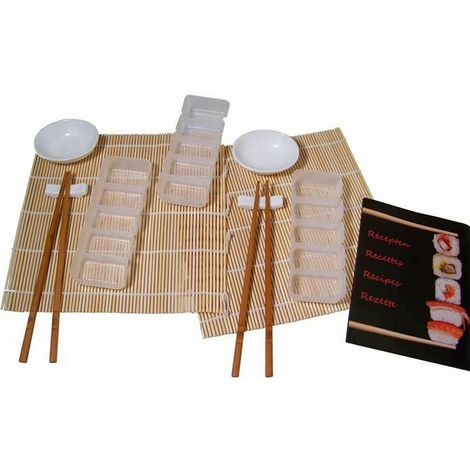 Set sushi per 2 persone 9 pezzi ciotole in ceramica stampi tovaglietta set per aperitivo (1/3)