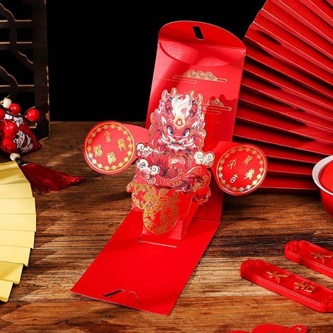 Enveloppe Rouge - Fête Du Printemps - Célébration Traditionnelle - Auto-Fermante - Pour Argent Ou Cartes - Lot De 12