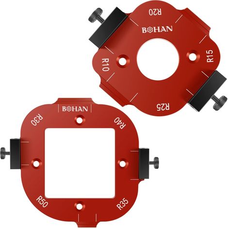 Radius Jig Router Template for Woodworking 2pcs Aluminum Alloy Round Corner Radius Templates R10 R15 R20 R25 R30 R35 R40 R50, 4 in 1 Positioning Template for Radial Guides DIY Corner Radiu Routing (1/5)