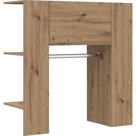 Elegante armario de pasillo de pared con estantes 97,5 x 37 x 99 cm fabricado en madera de roble manufacturada acabado artesanal 020051016 (1/5)