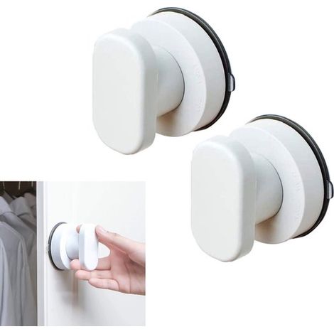 Lot de 2 poignées adhésives pour meubles, poignées à ventouse pour portes et miroirs en verre, poignées autocollantes instantanées à pousser/tirer pour portes, réfrigérateur, tiroirs, placards 6 x 5 c (1/4)