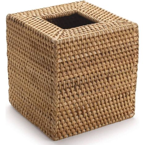 Quadratische Taschentuchbox-Hülle aus Rattan, 14,5 x 14,5 x 14,5 cm (5,7 x 5,7 x 5,7 Zoll), handgewebt