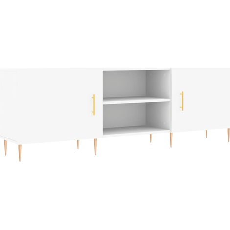Meuble TV multimédia étagère télévision buffet téléviseur salle à manger salon chambre 150 x 30 x 50 cm bois d'ingénierie blanc