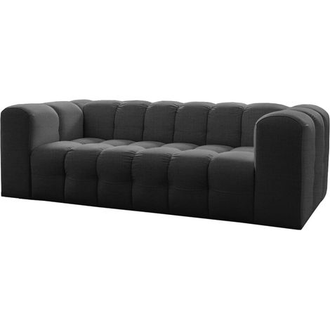 Canapé droit MILOE 3 places fixe avec accoudoirs en tissu - Gris foncé (1/3)